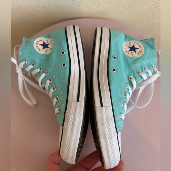 Converse High-Top Sneakers in Teal and White - Picture 5 of 16